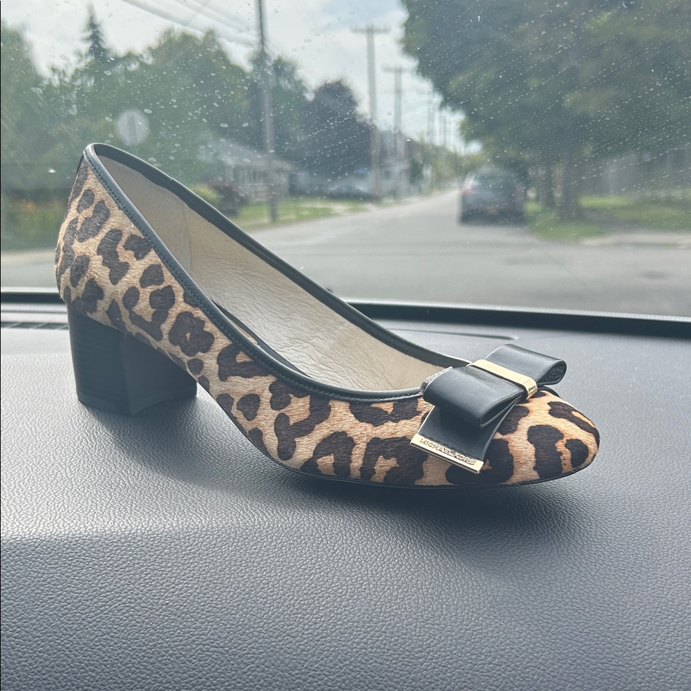 Michael Kors Leopard Print Heels with Black Bow